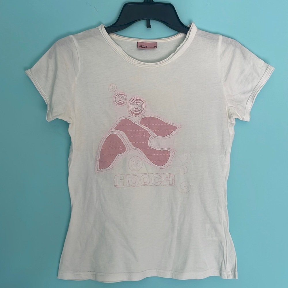 HOOCH t-shirt embroidered pink bird
